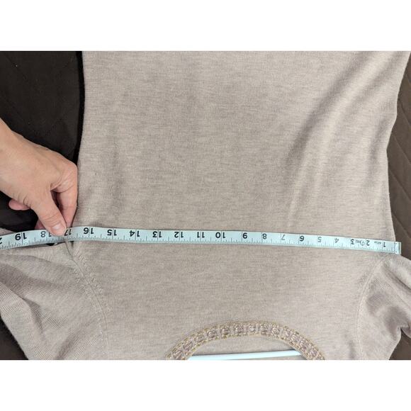 Pretty bejeweled crew neckline wool blend taupe sweater by Banana Republic, Med - Picture 7 of 11
